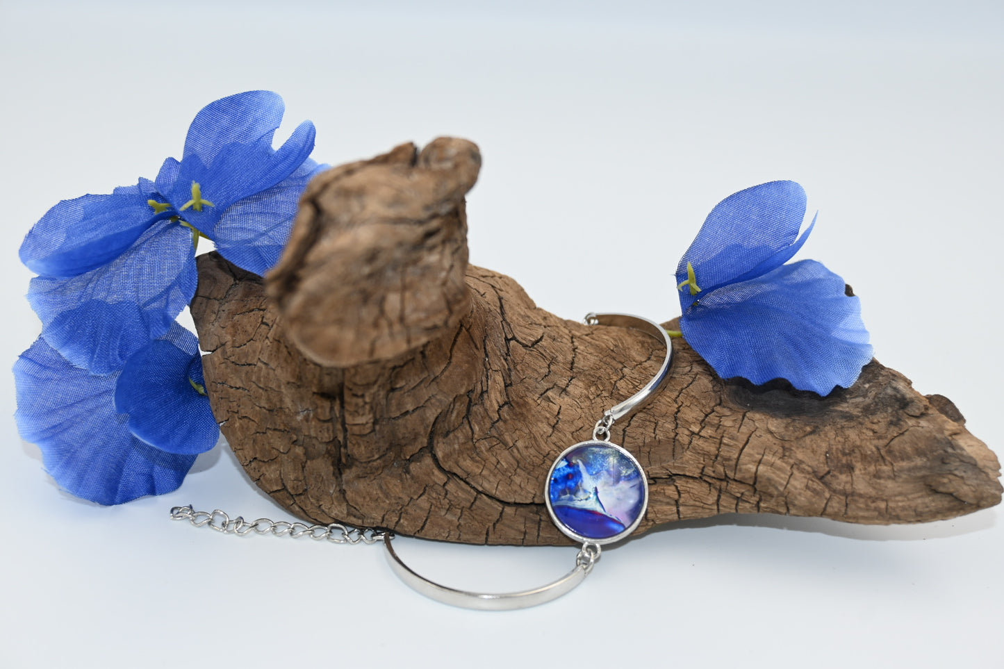 Bracelet bleu mer inox bijou océan cadeau vague