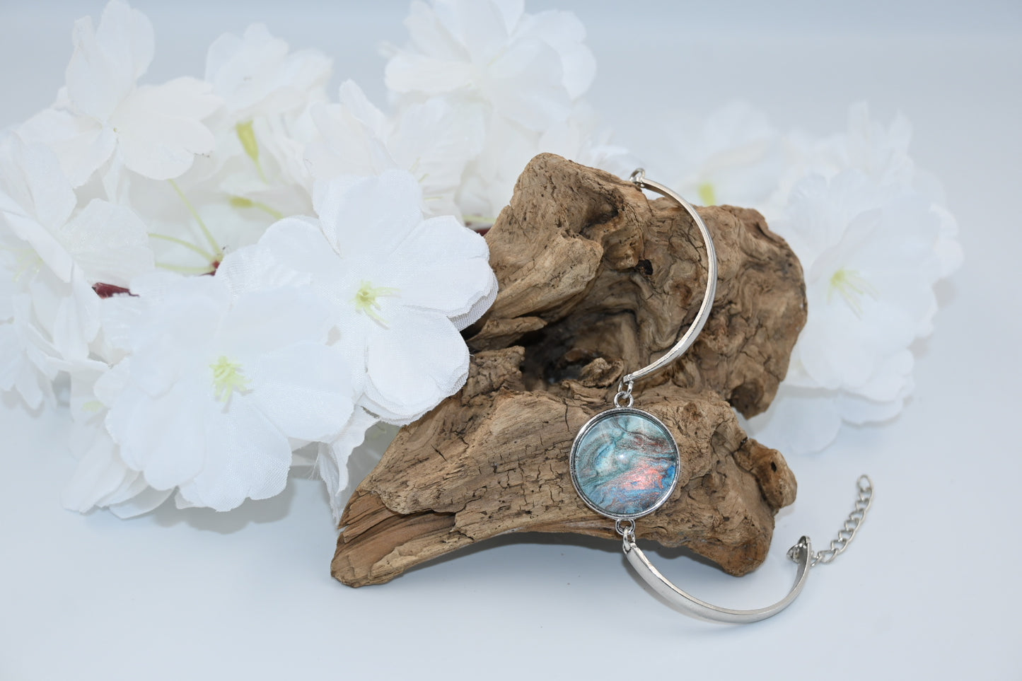 Bracelet bleu mer inox bijou océan cadeau vague
